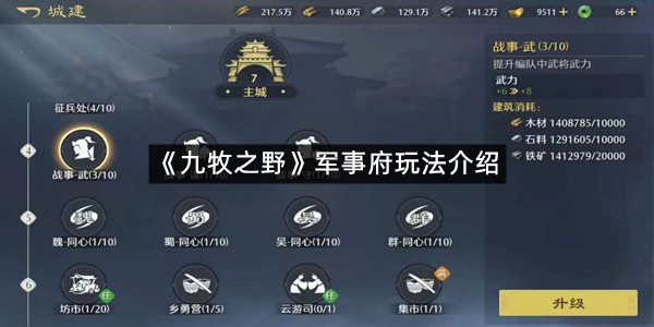 《九牧之野》军事府玩法介绍