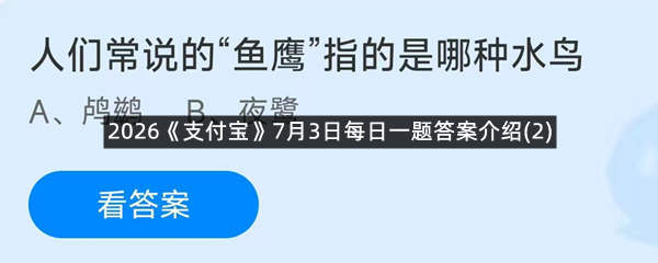 2026《支付宝》7月3日每日一题答案介绍(2)