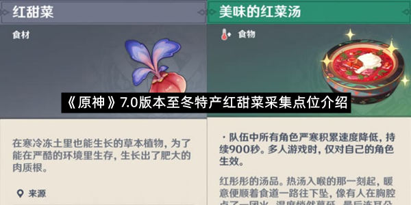 《原神》7.0版本至冬特产红甜菜采集点位介绍
